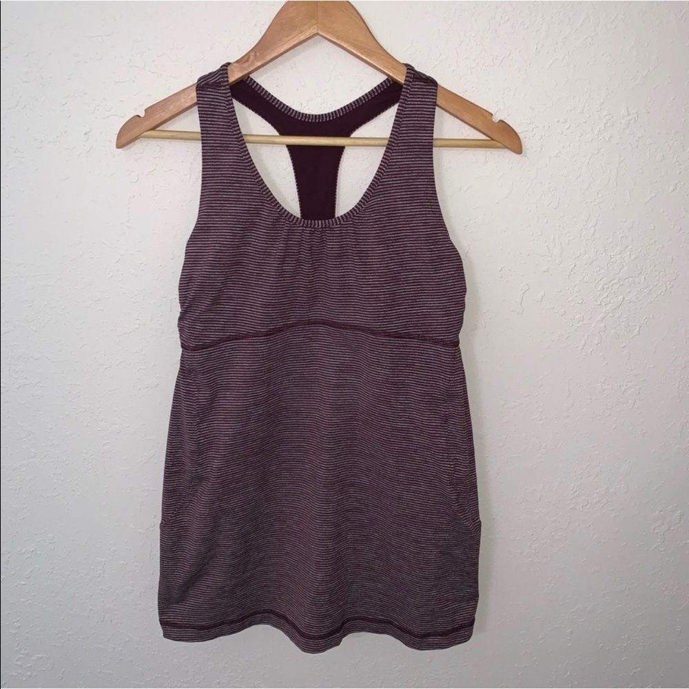 Lululemon Turbo Tank Tonka Stripe Bordeaux Drama - Picture 3 of 9